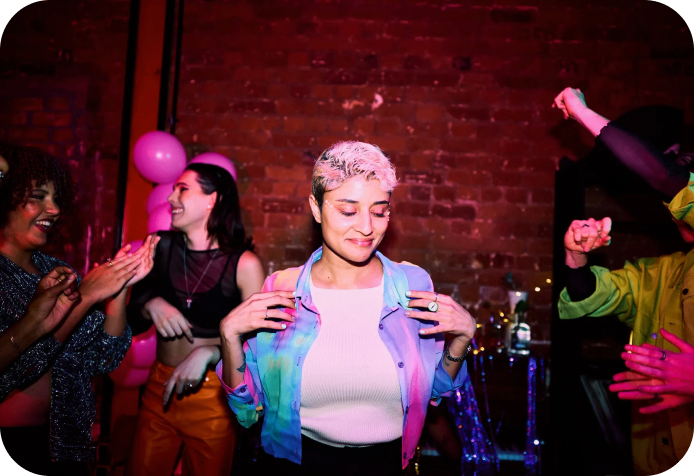 Group dancing at a lively party.